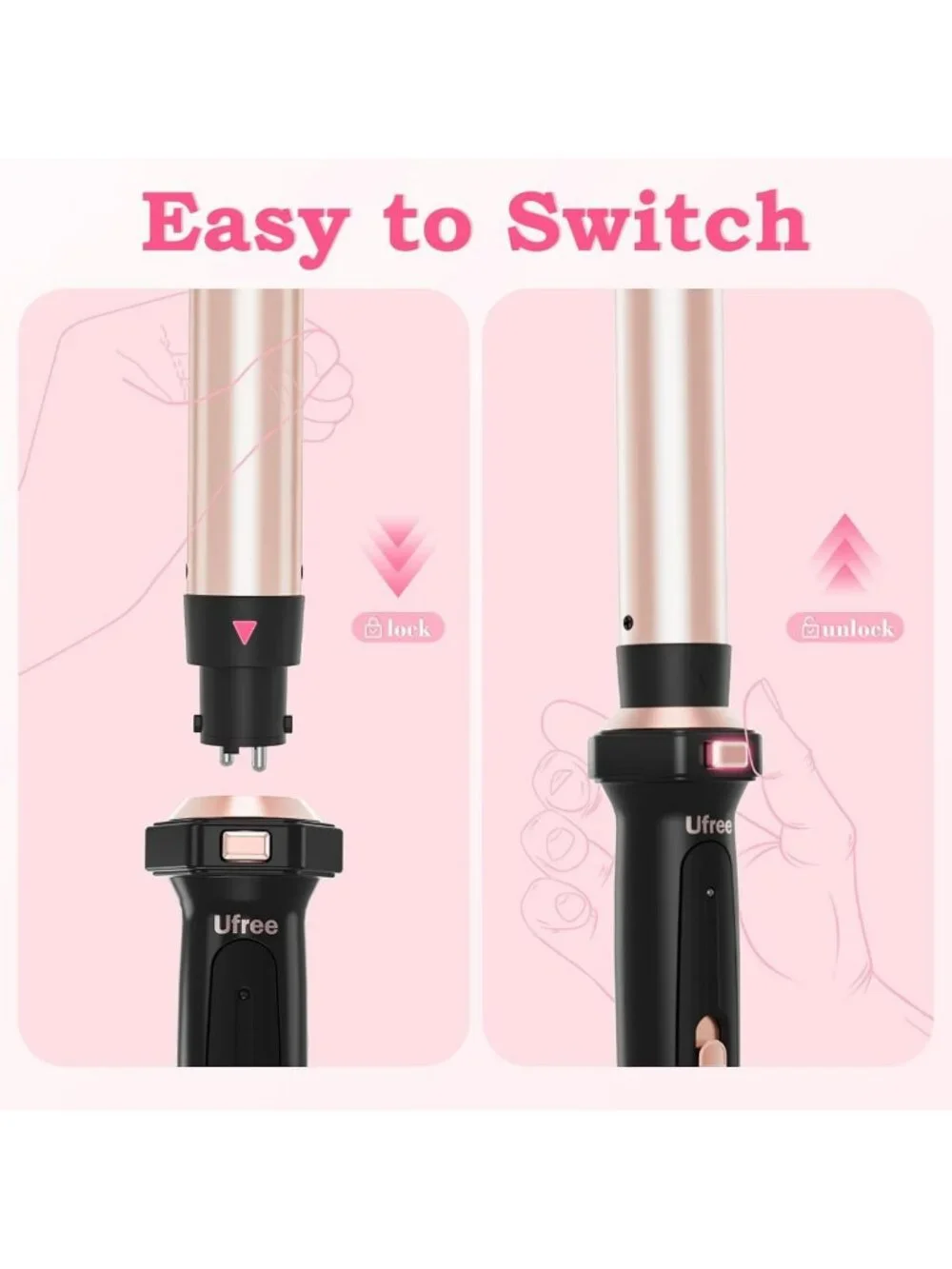 5-in-1 Curling Iron Set & Flat Iron, Ceramic Barrels 0.35